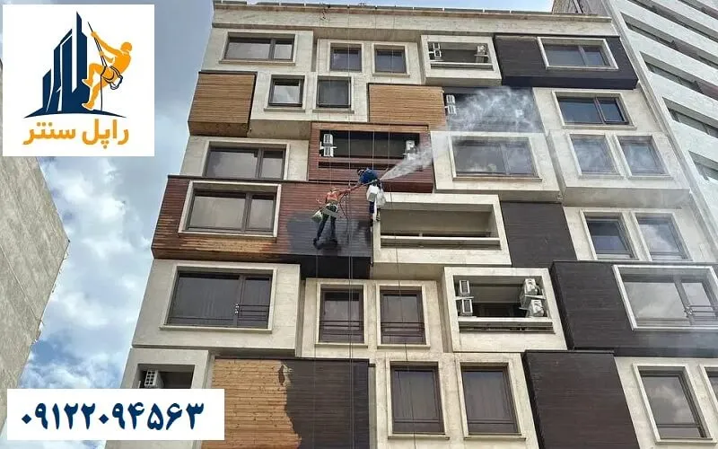 شستشوی چوب نمای ساختمان با واترجت