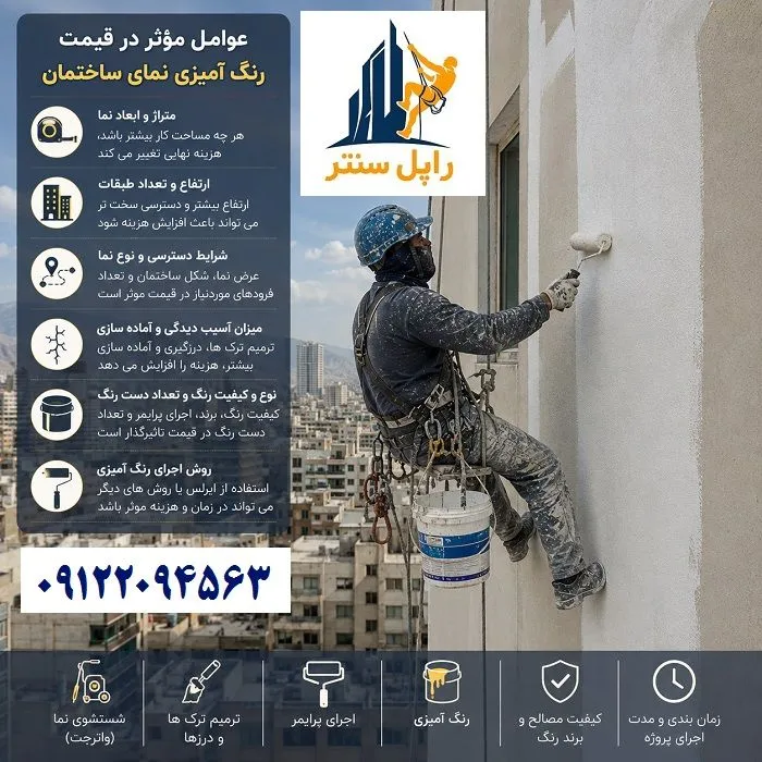 قیمت رنگ آمیزی نمای ساختمان سال 1405