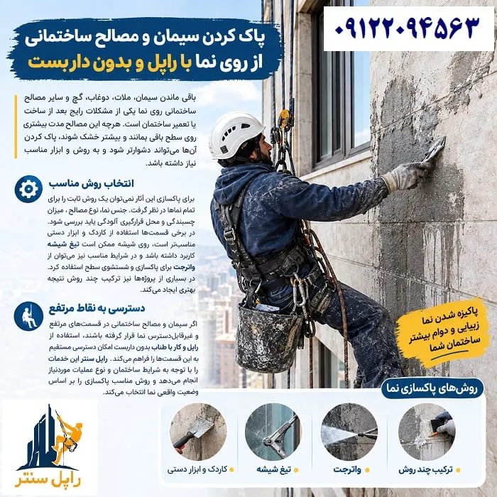 پاک کردن سیمان و مصالح ساختمانی از روی نما